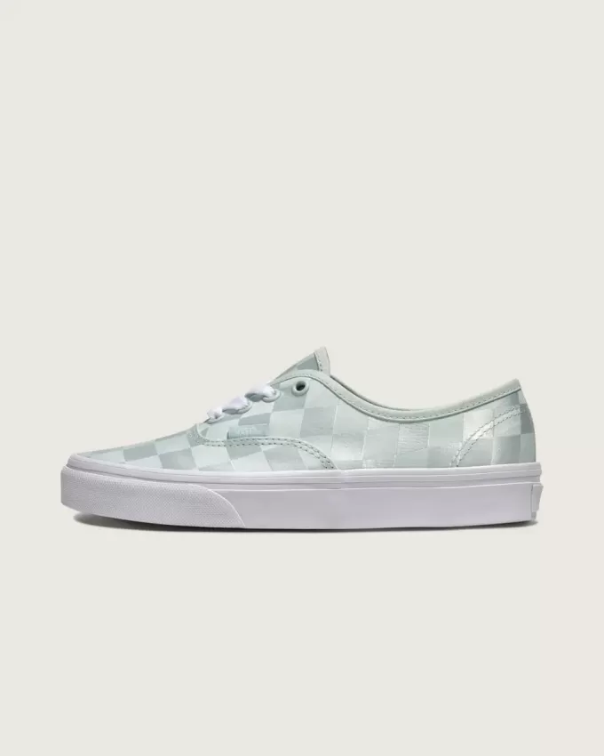 Auténtico zapato de satén con estampado de cuadros