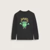 Camiseta de manga larga de Halloween de Frankenwaffle para niños pequeños