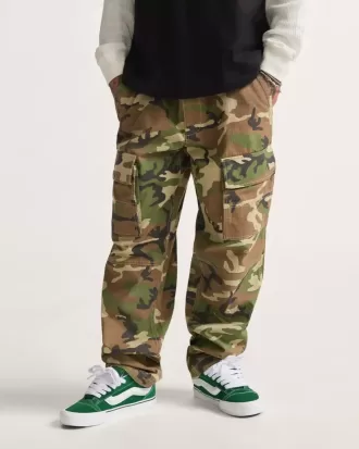 Pantalones cargo holgados y cónicos de ripstop con efecto fatiga
