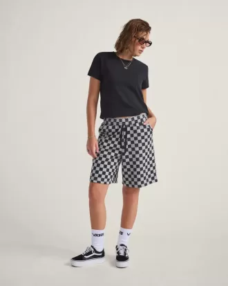 Pantalones cortos de polar con estampado de cuadros