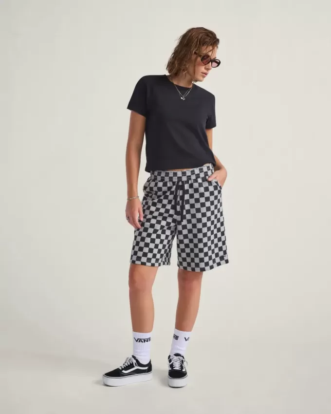 Pantalones cortos de polar con estampado de cuadros