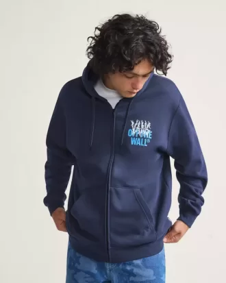 Sudadera con capucha y cremallera de pared de metal