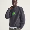 Sudadera con cuello redondo y estampado de cuadros de estrellas Sudadera con cuello redondo y estampado de cuadros de estrellas