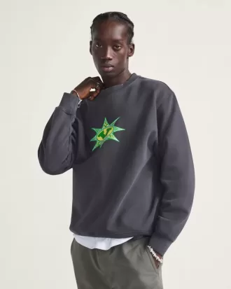Sudadera con cuello redondo y estampado de cuadros de estrellas