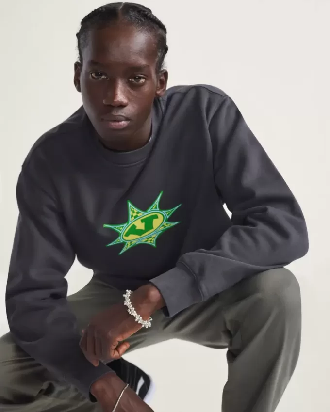 Sudadera con cuello redondo y estampado de cuadros de estrellas Sudadera con cuello redondo y estampado de cuadros de estrellas