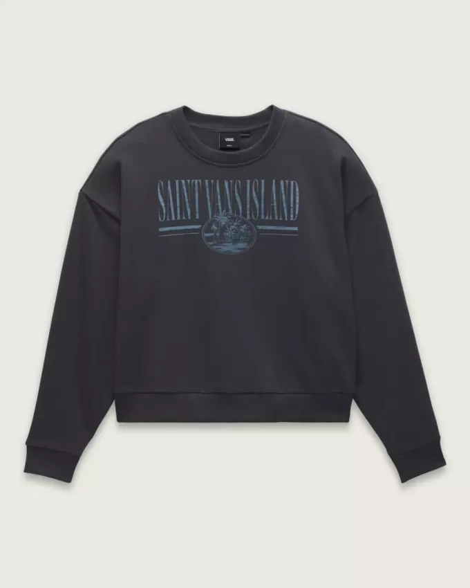 Sudadera con cuello redondo y gráfico de isla retro