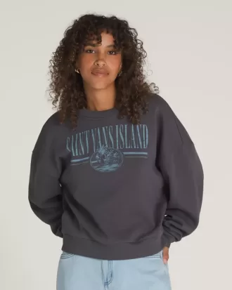 Sudadera con cuello redondo y gráfico de isla retro