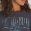 Sudadera con cuello redondo y gráfico de isla retro
