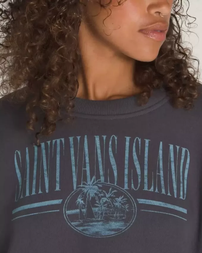 Sudadera con cuello redondo y gráfico de isla retro
