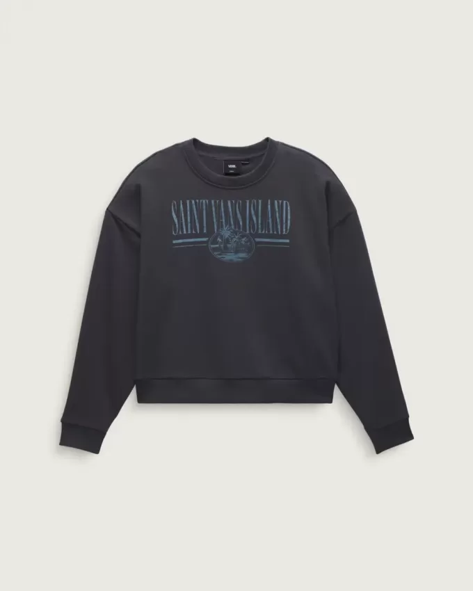 Sudadera con cuello redondo y gráfico de isla retro