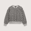 Sudadera retro con cuello redondo y estampado de cuadros