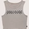 Top corto ajustado con estampado de cuadros