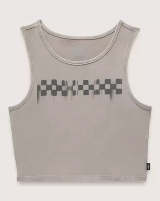Top corto ajustado con estampado de cuadros