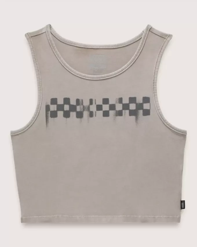 Top corto ajustado con estampado de cuadros