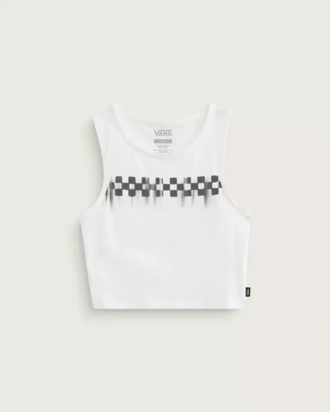 Top corto ajustado con estampado de cuadros