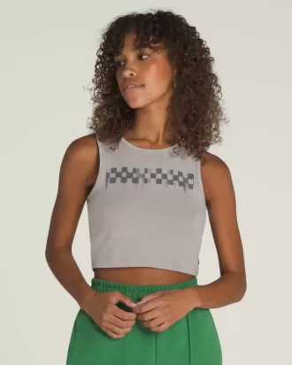 Top corto ajustado con estampado de cuadros