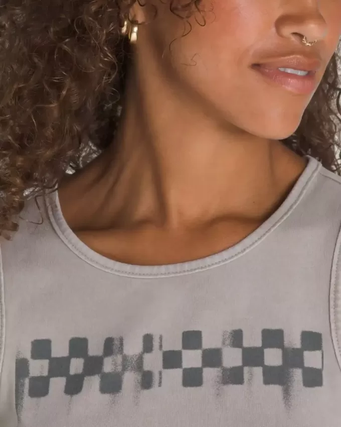 Top corto ajustado con estampado de cuadros