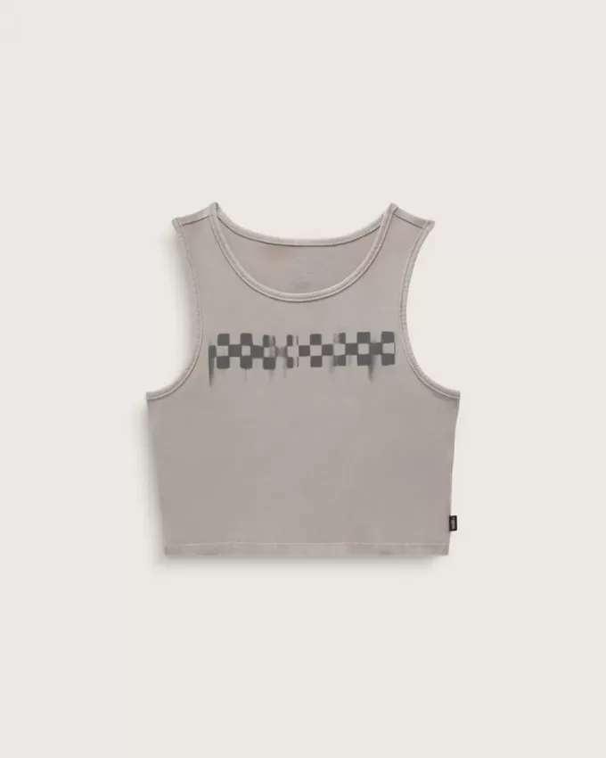 Top corto ajustado con estampado de cuadros