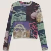 Top de manga larga de malla Ludlow