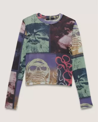 Top de manga larga de malla Ludlow