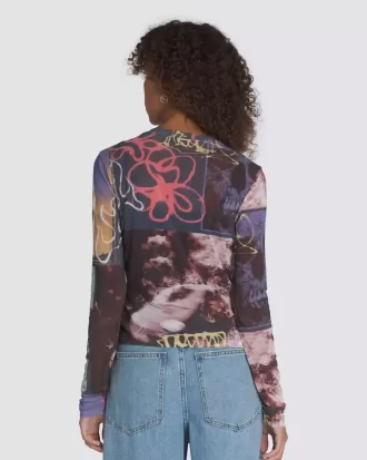 Top de manga larga de malla Ludlow