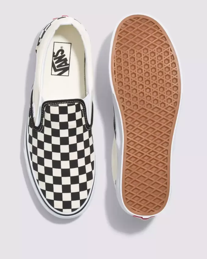 Zapato clásico ancho sin cordones con diseño de cuadros