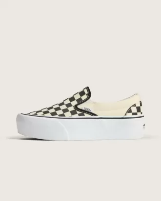 Zapato clásico de plataforma con diseño de cuadros y sin cordones