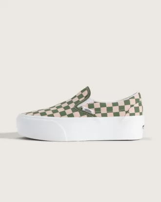 Zapato clásico de plataforma sin cordones con diseño de cuadros