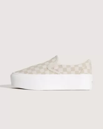 Zapato clásico de plataforma sin cordones con diseño de cuadros