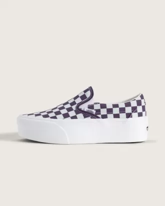 Zapato clásico de plataforma sin cordones con diseño de cuadros