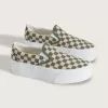 Zapato clásico de plataforma sin cordones con diseño de cuadros