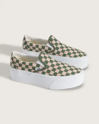 Zapato clásico de plataforma sin cordones con diseño de cuadros