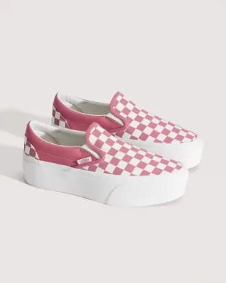 Zapato clásico de plataforma sin cordones con diseño de cuadros