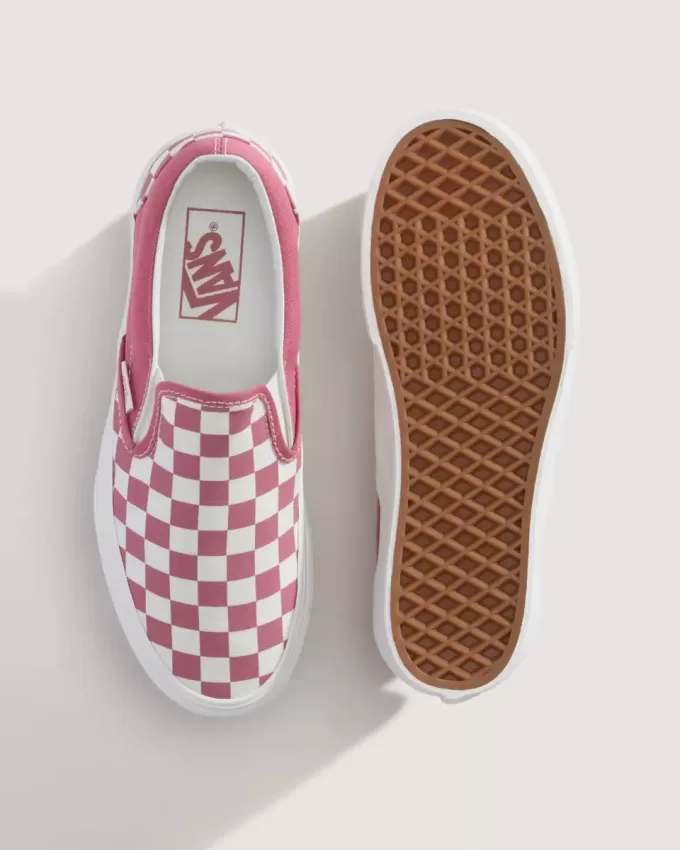 Zapato clásico de plataforma sin cordones con diseño de cuadros