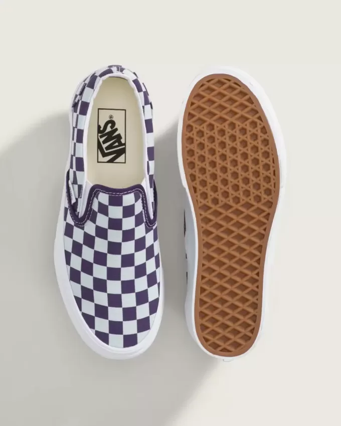 Zapato clásico de plataforma sin cordones con diseño de cuadros