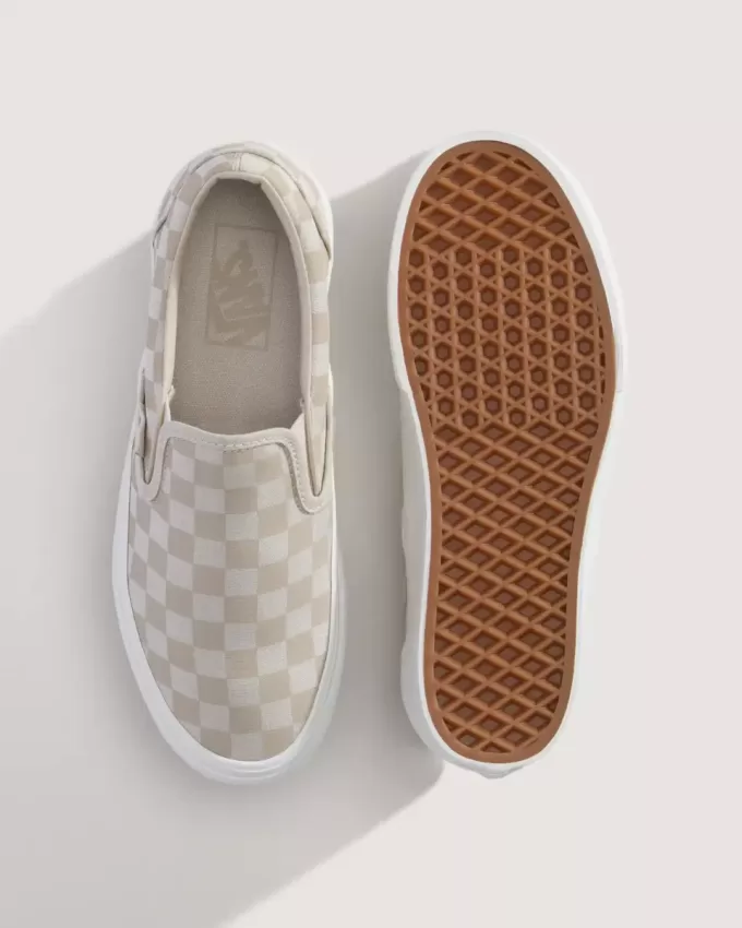 Zapato clásico de plataforma sin cordones con diseño de cuadros