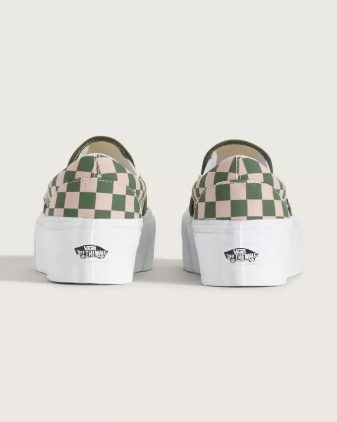 Zapato clásico de plataforma sin cordones con diseño de cuadros