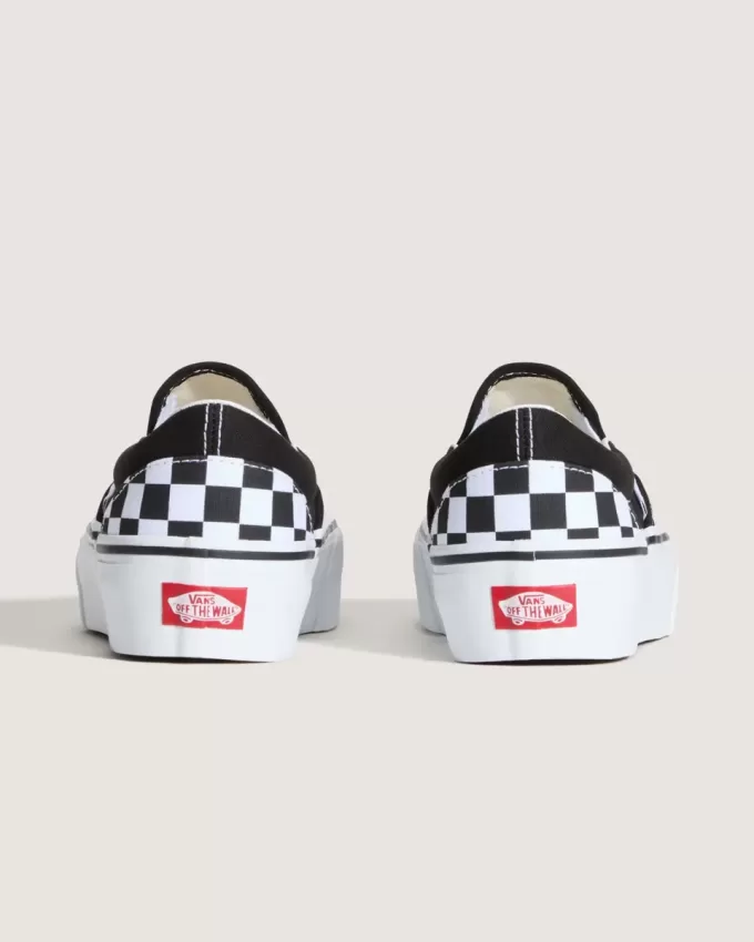 Zapato clásico de plataforma sin cordones con diseño de cuadros