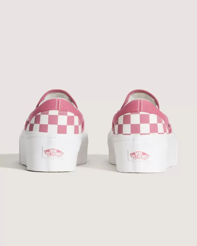 Zapato clásico de plataforma sin cordones con diseño de cuadros