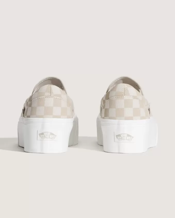 Zapato clásico de plataforma sin cordones con diseño de cuadros