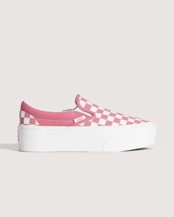 Zapato clásico de plataforma sin cordones con diseño de cuadros
