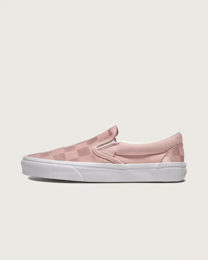 Zapato clásico de satén con diseño de cuadros y sin cordones