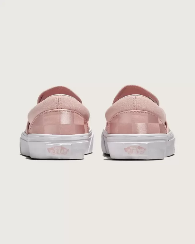 Zapato clásico de satén con diseño de cuadros y sin cordones