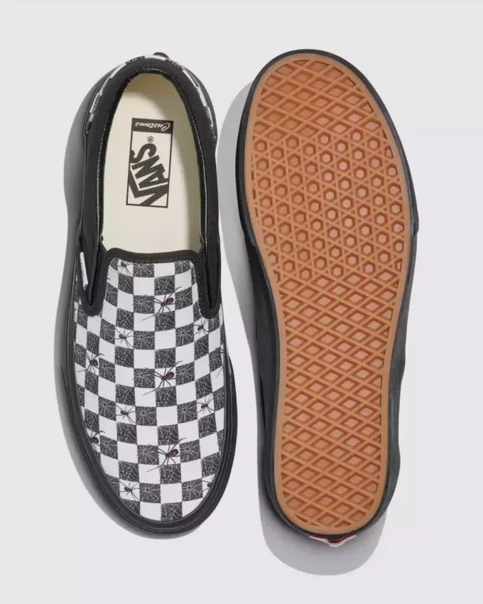 Zapato clásico sin cordones con diseño de cuadros de Halloween Customs