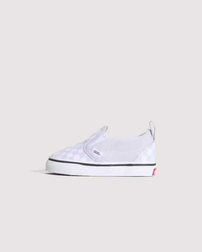 Zapato clásico sin cordones con diseño de cuadros en V para niños pequeños