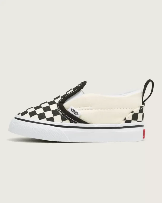 Zapato clásico sin cordones con diseño de cuadros en V para niños pequeños