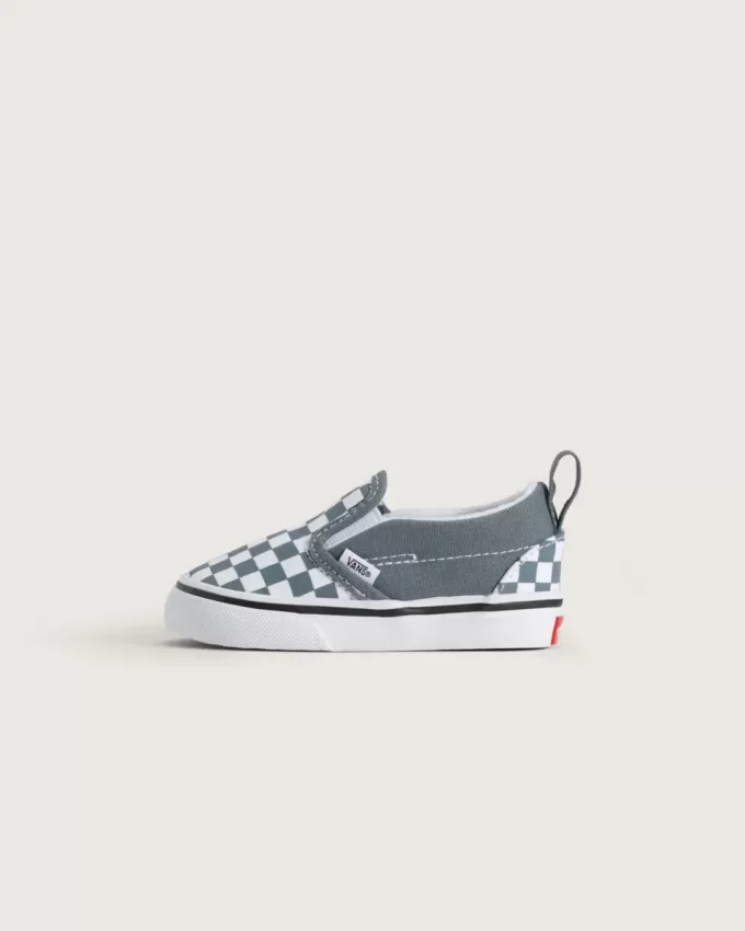 Zapato clásico sin cordones con diseño de cuadros en V para niños pequeños