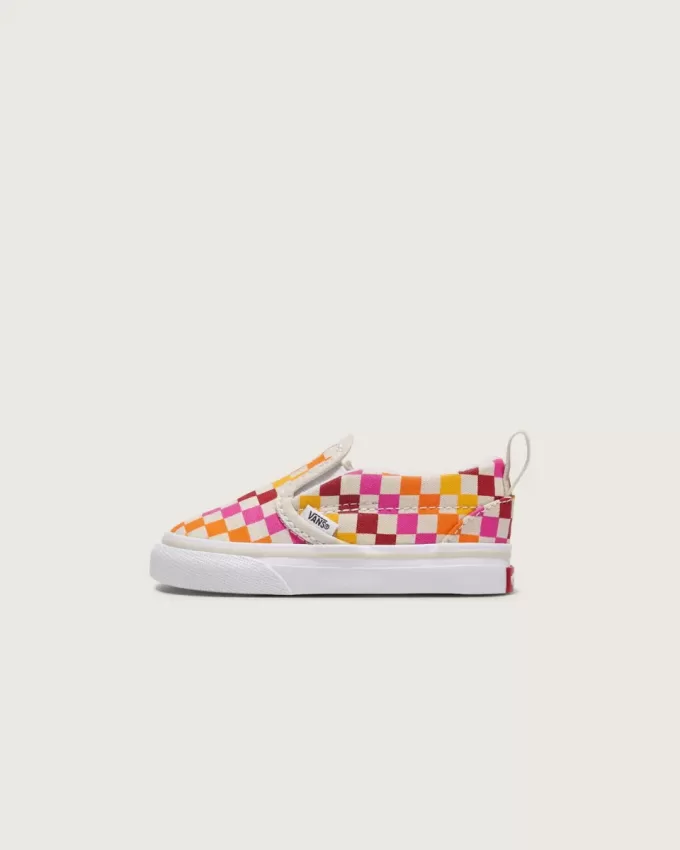 Zapato clásico sin cordones con diseño de cuadros en V para niños pequeños