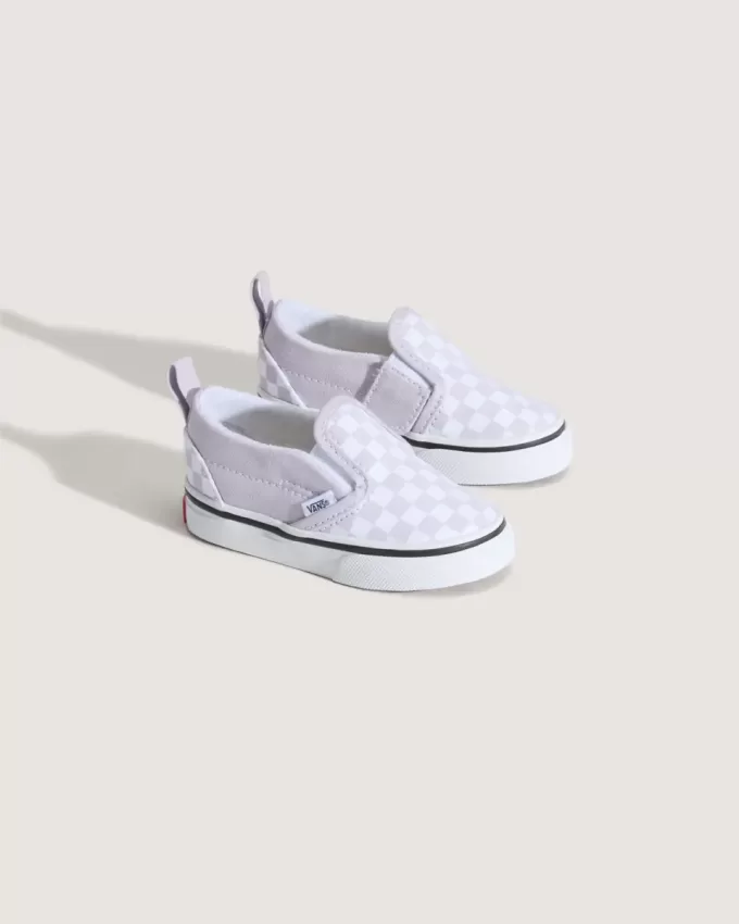 Zapato clásico sin cordones con diseño de cuadros en V para niños pequeños