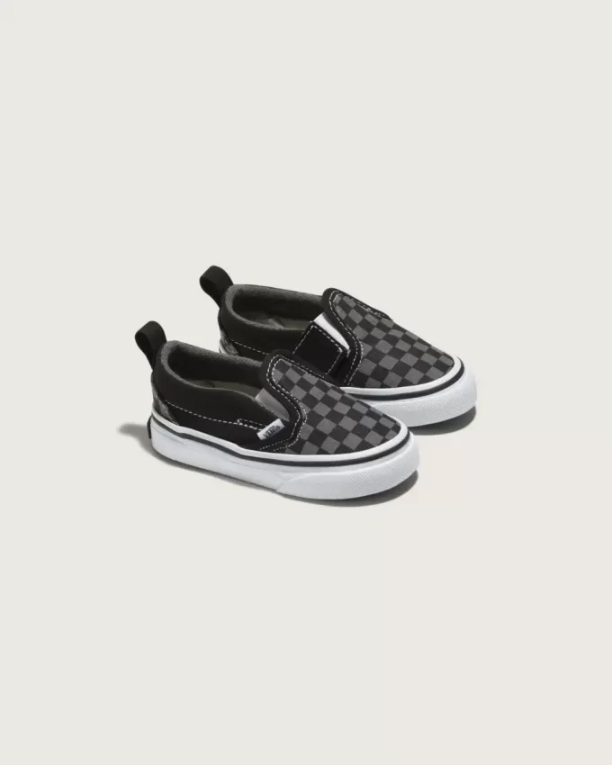 Zapato clásico sin cordones con diseño de cuadros en V para niños pequeños